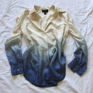 BOGO!! 100% Silk Obre Cream & Blue Blouse